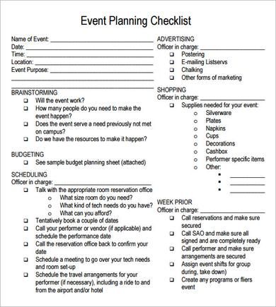 free printable party planning papers | Event Planning Checklist ...