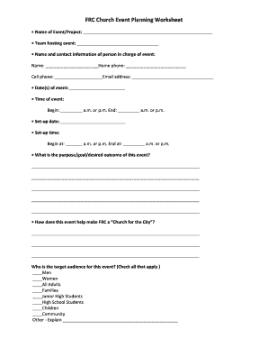 Church Event Planning Template - Fill Online, Printable, Fillable ...