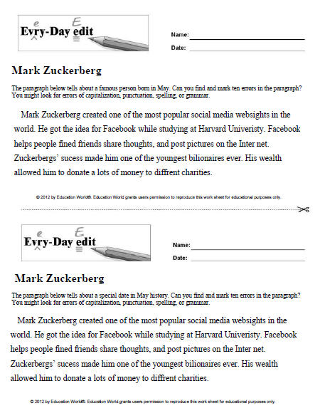 Every-Day Edit: Mark Zuckerberg | Education World
