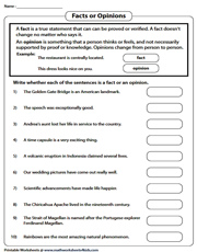 evidence and opinion worksheet