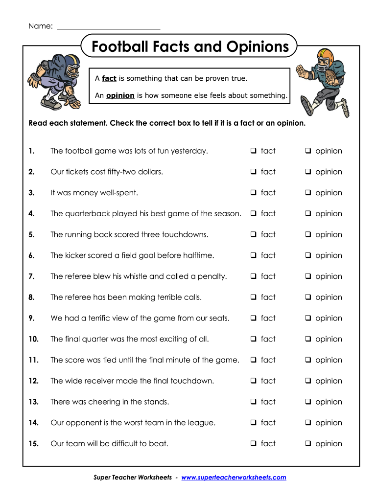 evidence and opinion worksheet