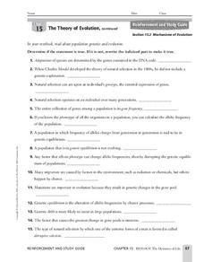 Mechanisms of Evolution Worksheet for 9th - Higher Ed | Lesson Planet