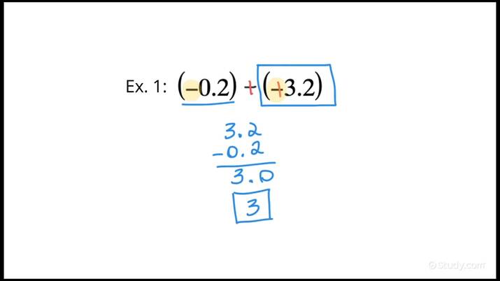 example of how you add and subtract decimals