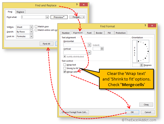 The Excel Addict - How To Locate All Merged Cells On A Worksheet