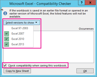 Worksheet compatibility issues - Microsoft Support