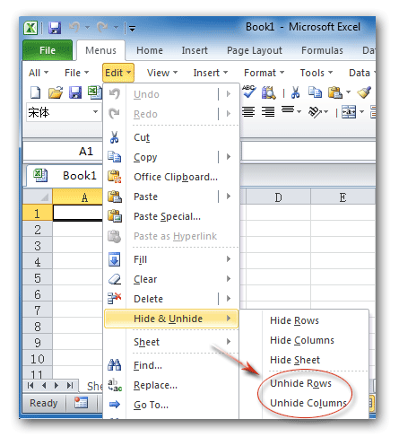 Where is the Unhide command in Microsoft Excel 2007, 2010, 2013 ...
