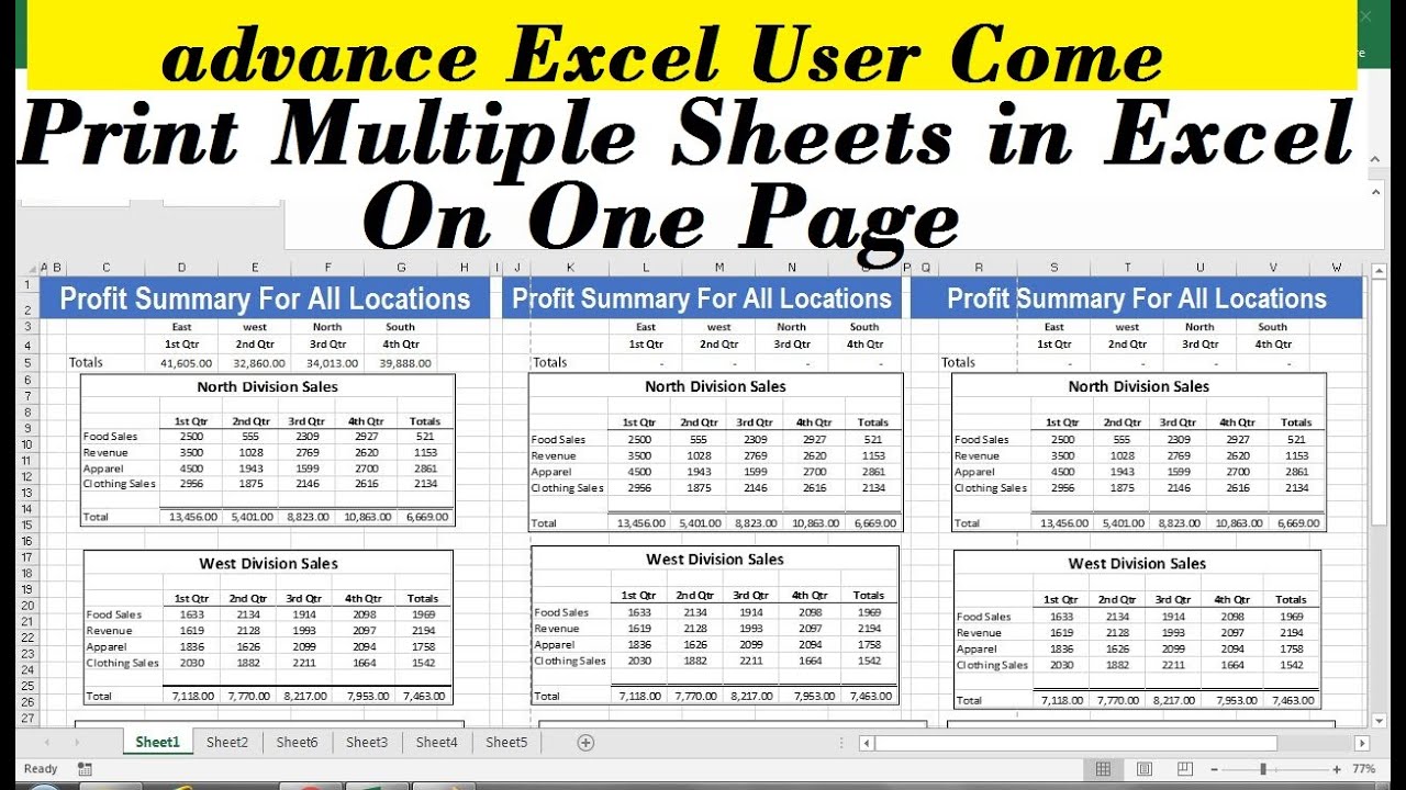 how to print multiple sheets in excel on one page Worksheets Library