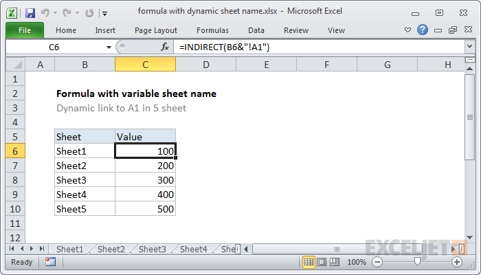 Dynamic worksheet reference - Excel formula | Exceljet