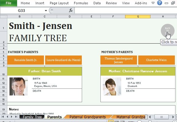 Family Tree Template for Excel (with Examples) - Worksheets Library