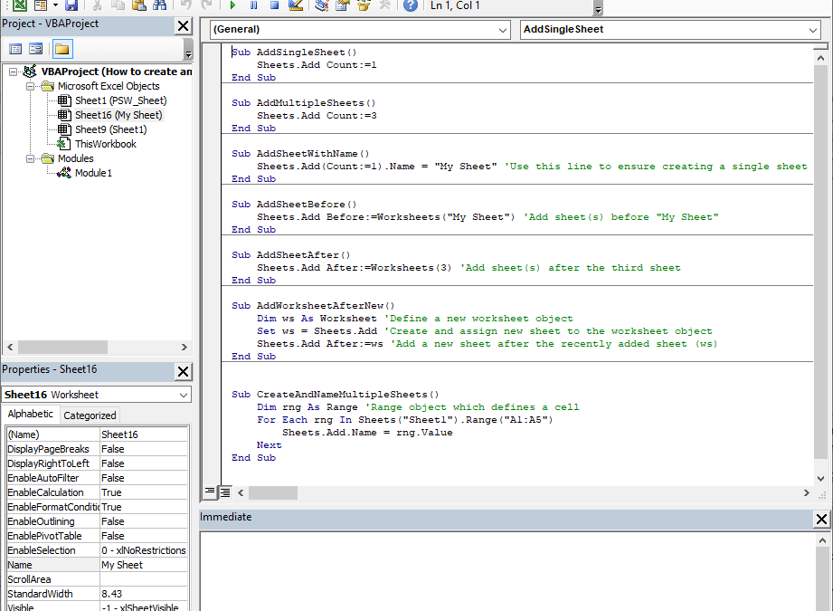 How to create and name a worksheet with VBA in Excel