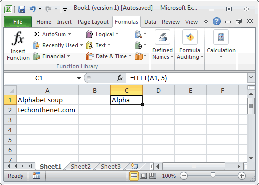 Excel 2016: MS Excel: LEFT Function (WS, VBA)