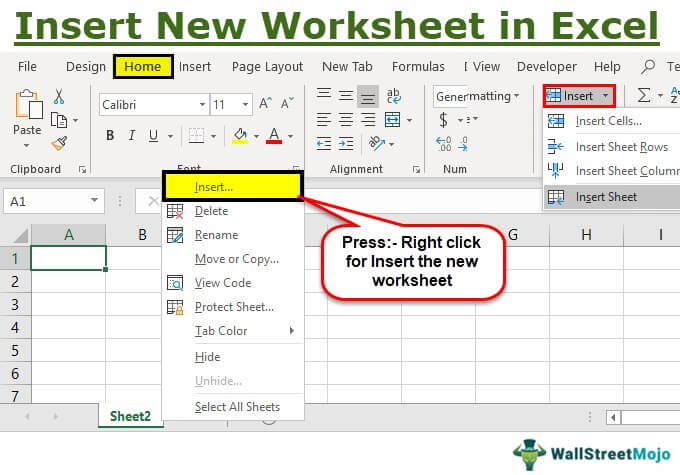 How to Insert a New Worksheet in Excel? (Step by Step, Shortcut Keys)