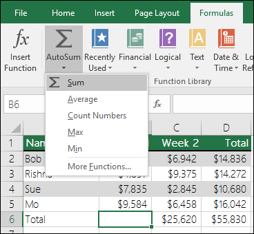 Ways to add values in a spreadsheet - Microsoft Support