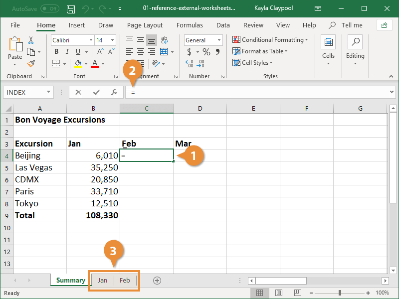 Excel Reference Another Sheet | CustomGuide