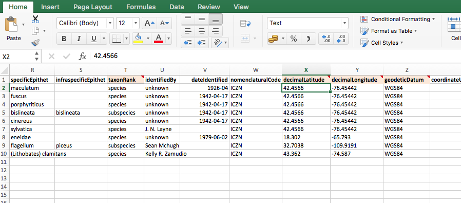 New Darwin Core spreadsheet templates simplify data preparation ...