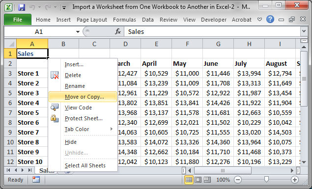 Import a Worksheet from One Workbook to Another in Excel ...