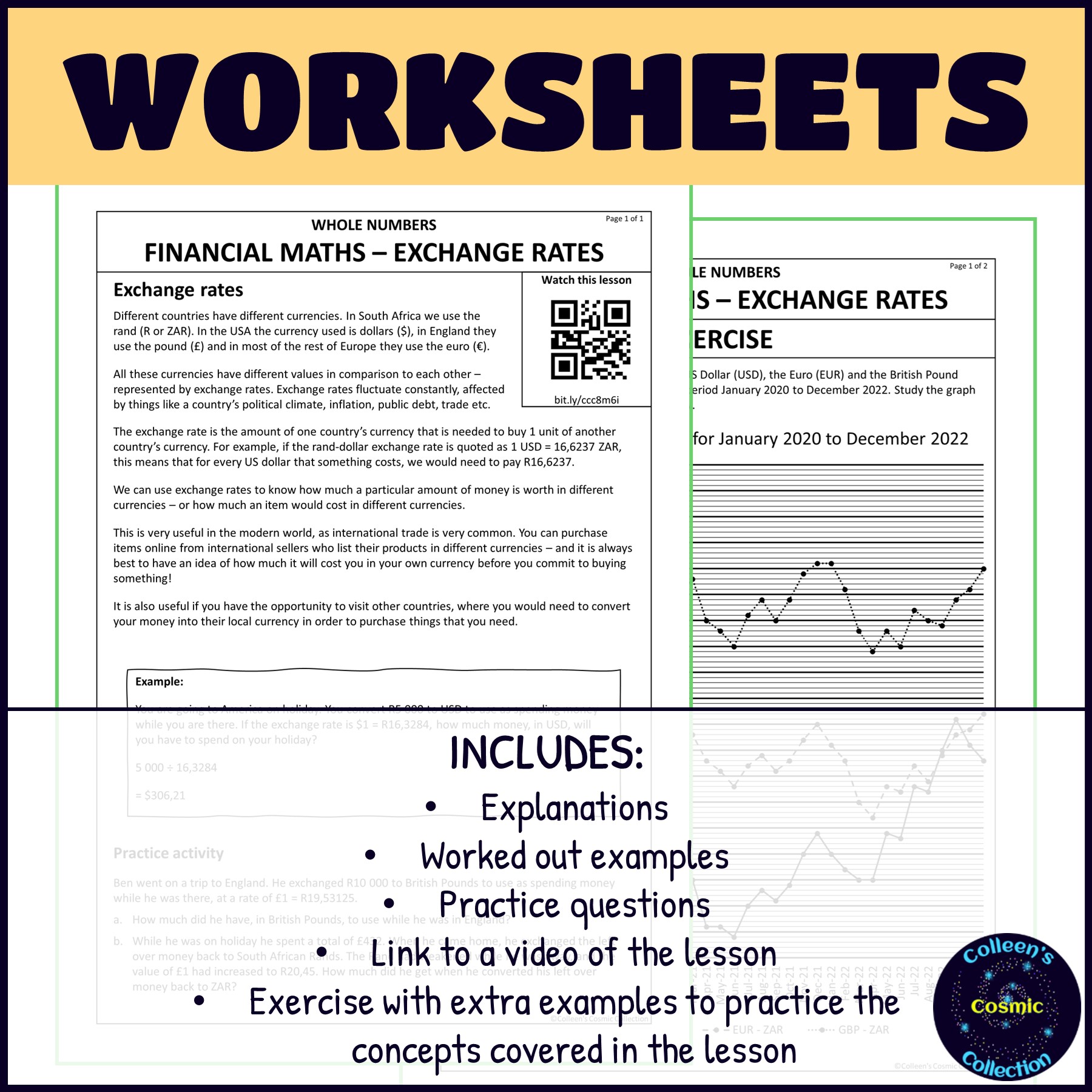 Exchange Rates in Financial Maths Lesson Worksheets - Grade 8 ...