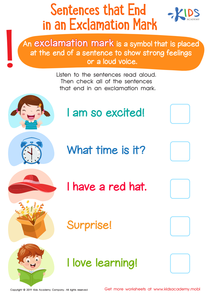 exclamation point worksheet
