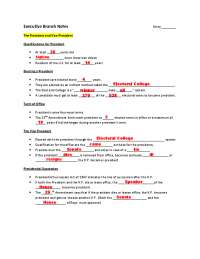 Executive Branch Notes and Worksheet Answers | Exercices Etudes du ...