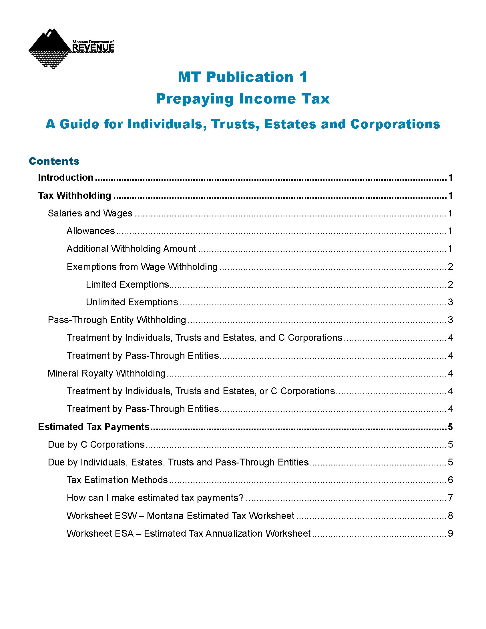 MW-4 Wage Withholding Exemptions to be Renewed Each Year - Montana ...