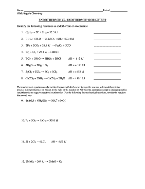 Endothermic Vs Exothermic Reactions Worksheet With Answers Pdf ...