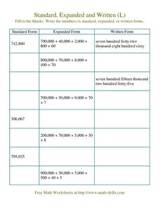 Standard, Expanded, And Written Form Worksheet for 5th Grade ...