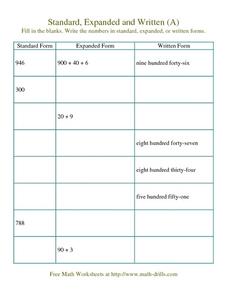 Converting Expanded Factors Form Numbers to Standard Form (3-Digit ...