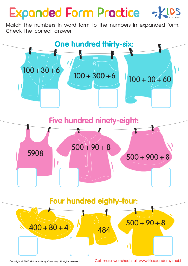 Expanded Form Practice Worksheet: Free Printable for Kids