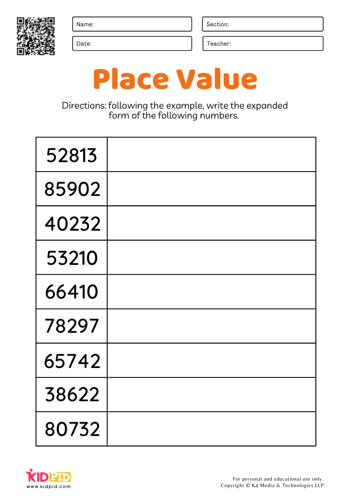 Math Expanded Form Worksheets for Grade 4 - Kidpid