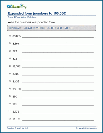 expanded form to standard form worksheet