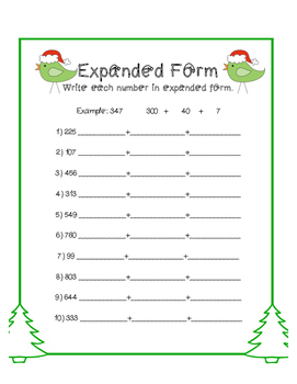 Expanded Form Winter Theme Worksheet 2nd Grade by Tales of a Type ...