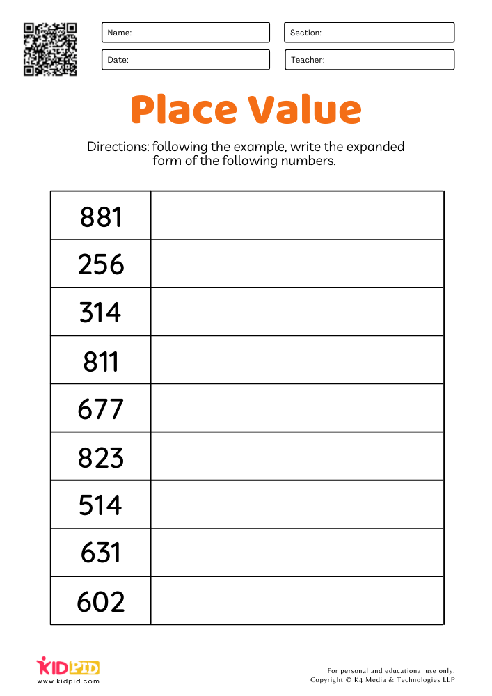 Math Expanded Form Worksheets for Grade 2 - Kidpid