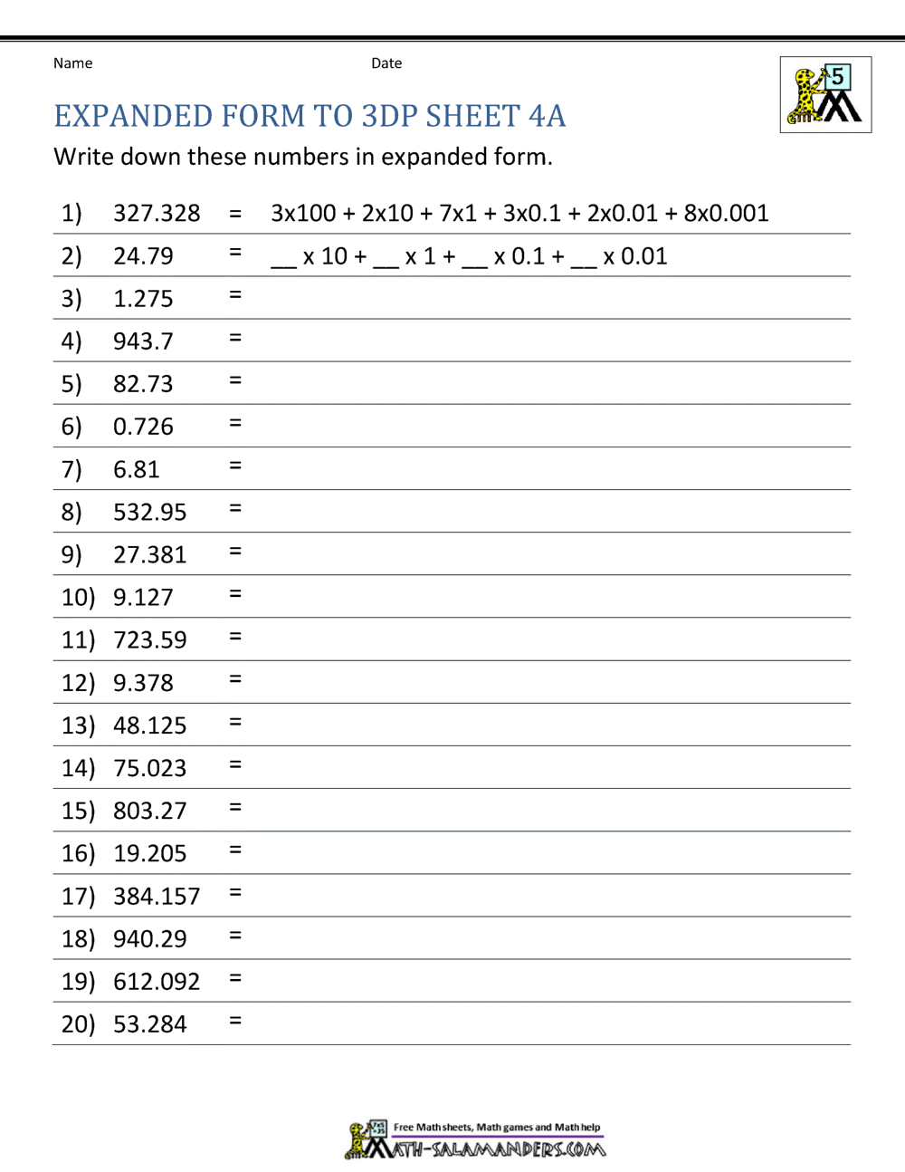 5th Grade Place Value Worksheets