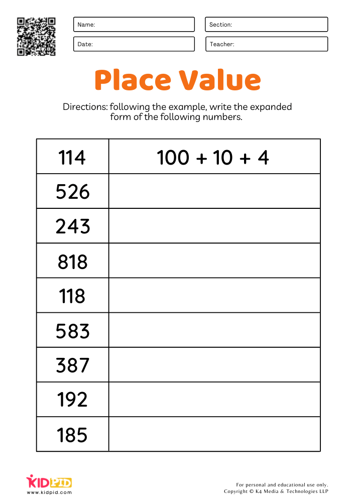 expanded form worksheet