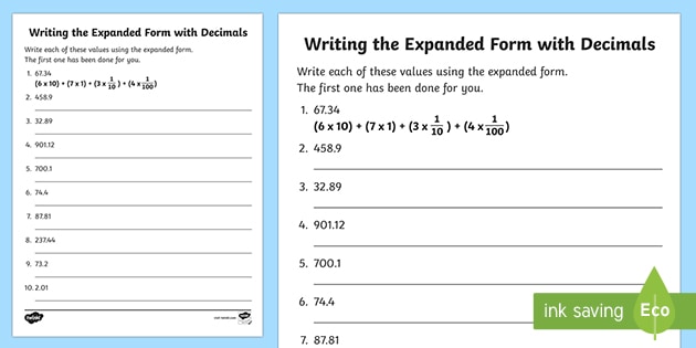 Expanded Form Worksheet | Math Teaching Resources | Twinkl