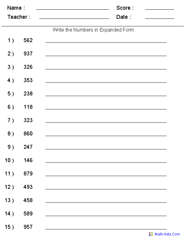 Place Value Worksheets | Place Value Worksheets for Practice