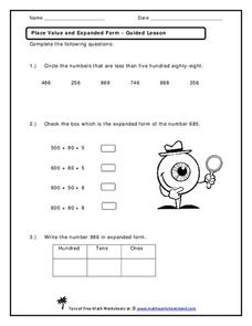 Place Value and Expanded Form Worksheet for 1st - 3rd Grade ...