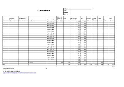 Free Excel Business Expense Template - Business Claim Forms