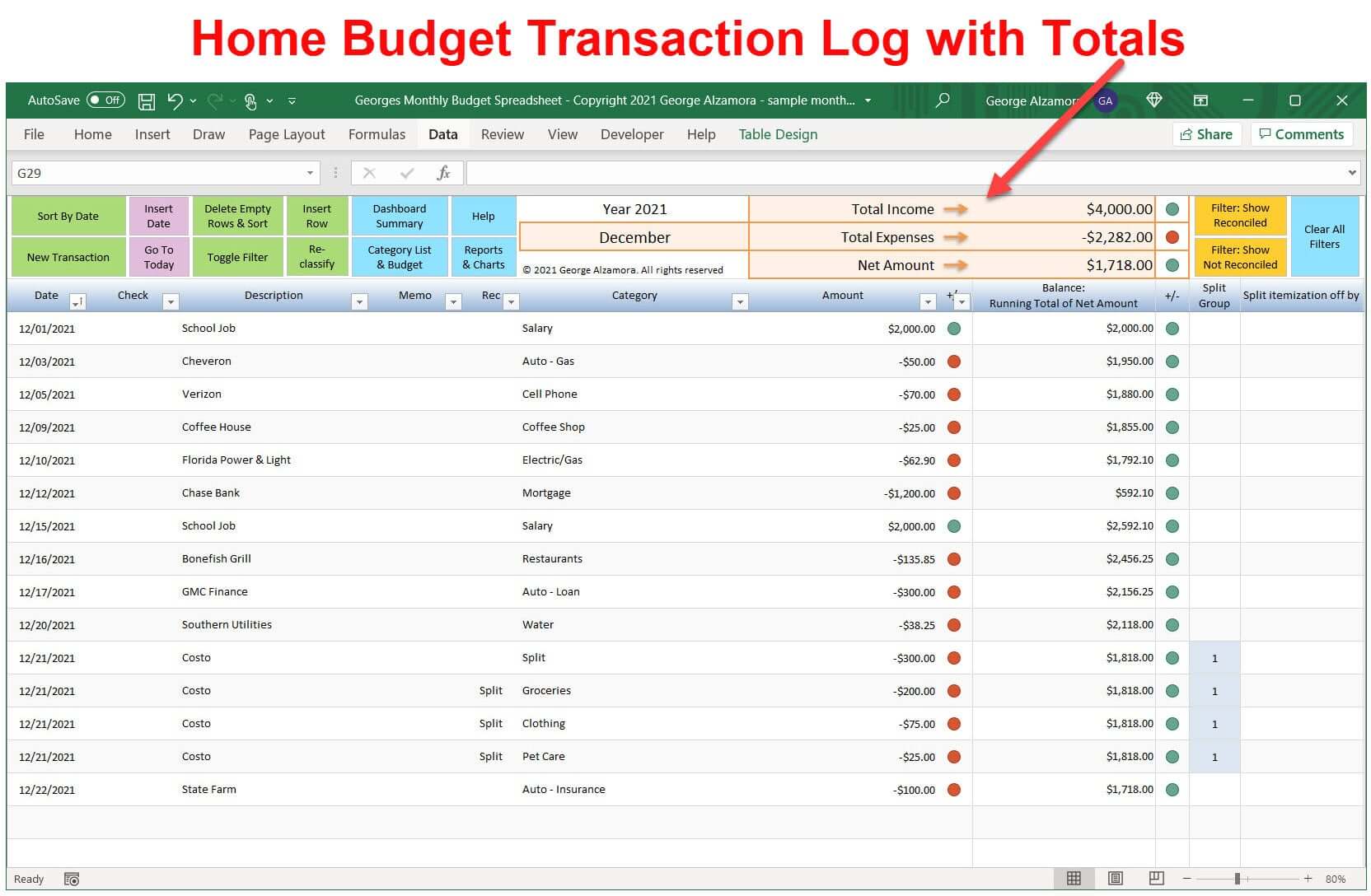 Home Budgeting Income and Expenses Worksheet in Excel | Budget vs Actual  Spending Reports