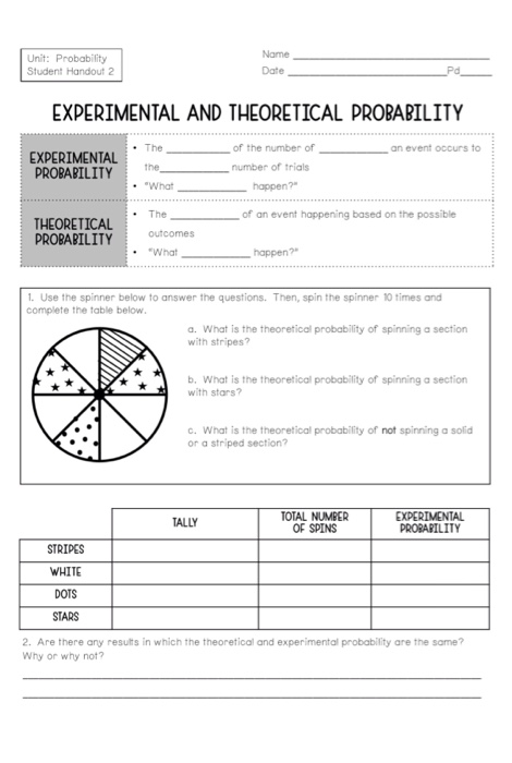 Solved Unit: Probability Student Handout 2 Name Date Pd | Chegg.com