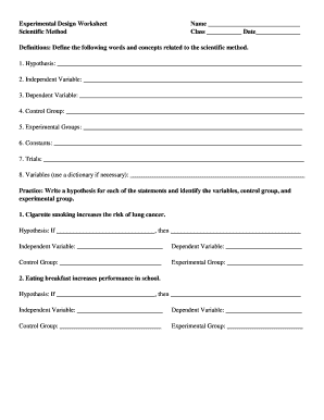 Experimental Design Worksheet - Fill Online, Printable, Fillable ...
