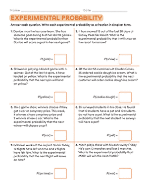 Experimental Probability | Worksheet 