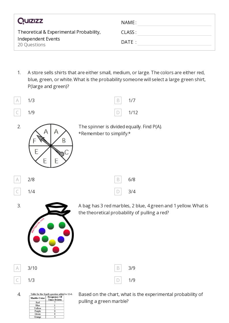 50+ experimental probability worksheets for 12th Grade on Quizizz ...