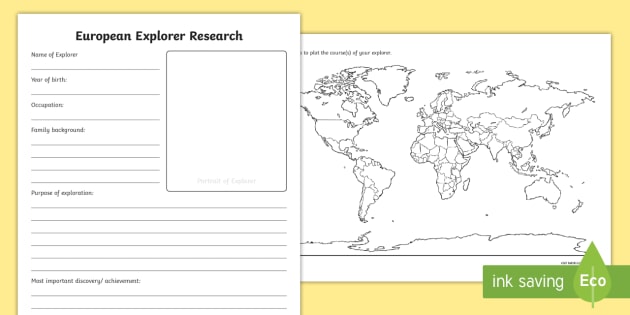 Early European Explorers Map Research Worksheet | Australia