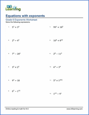 Exponents Worksheets - free &  printable | Worsheets library