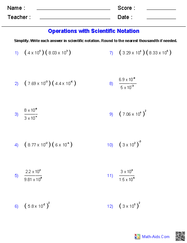 Algebra 1 Worksheets | Exponents Worksheets