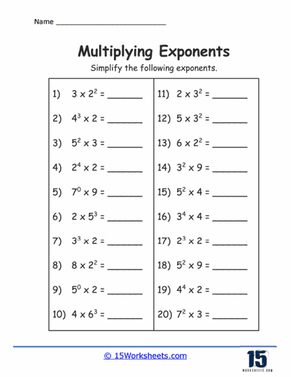 Exponent Multiplication Worksheets - 15 Worksheets Library