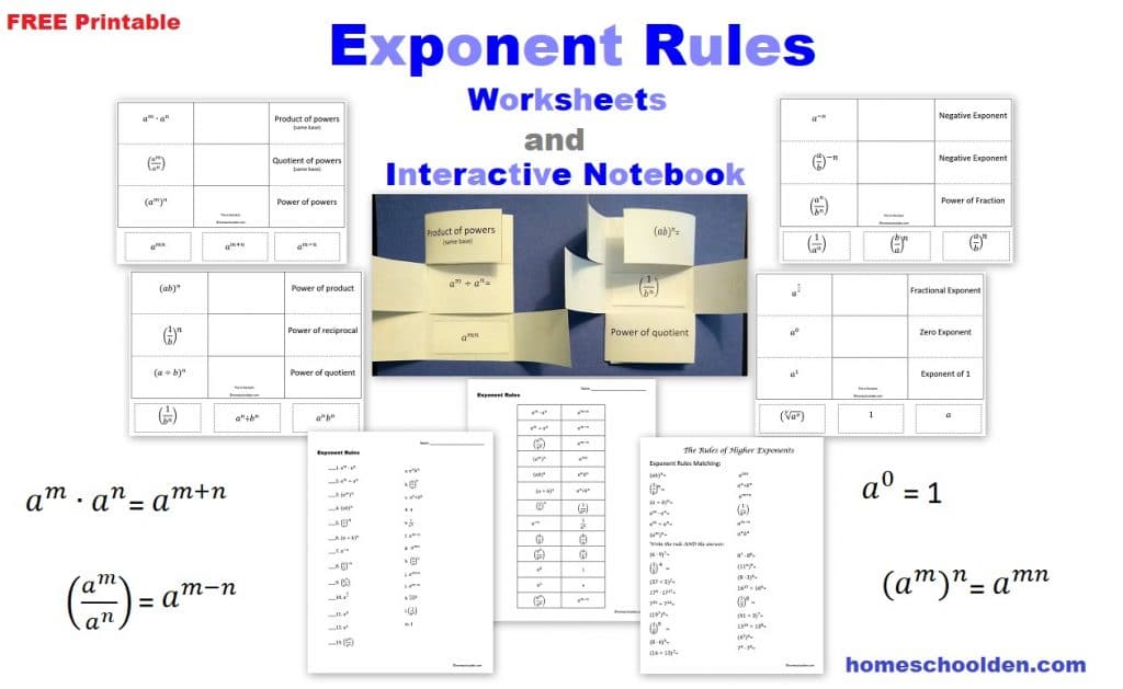 exponent printable worksheet
