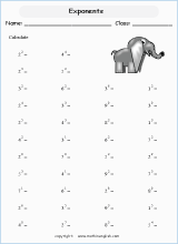exponent problems worksheet
