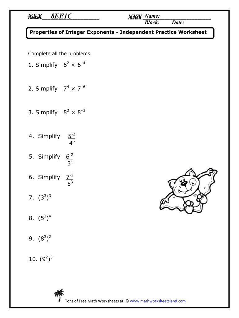 Properties of exponents worksheet: Fill out &  sign online | DocHub